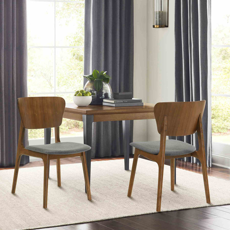 Kalia Wood Dining Chair in Walnut Finish with Charcoal Fabric - Set of 2 - Furniture City (CA)l