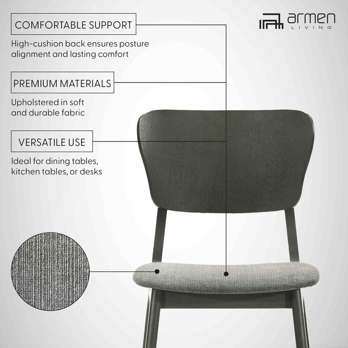Kalia Wood Dining Chair in Gray Finish with Gray Fabric - Set of 2