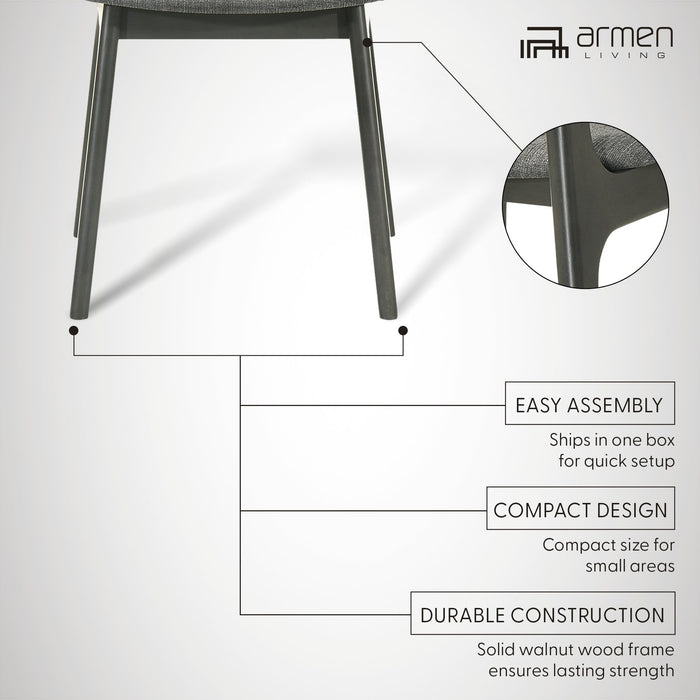 Kalia Wood Dining Chair in Gray Finish with Gray Fabric - Set of 2