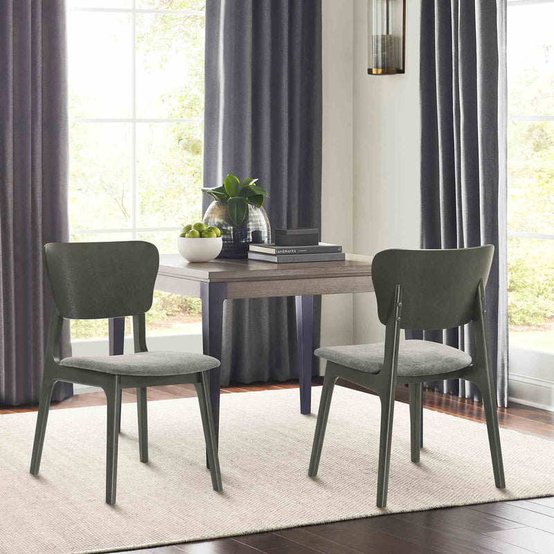 Kalia Wood Dining Chair in Gray Finish with Gray Fabric - Set of 2 - Furniture City (CA)l