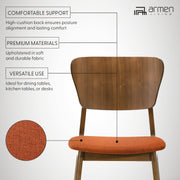 Kalia Wood Dining Chair in Walnut Finish with Orange Fabric - Set of 2 - Furniture City (CA)l