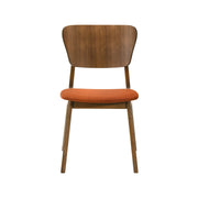 Kalia Wood Dining Chair in Walnut Finish with Orange Fabric - Set of 2 - Furniture City (CA)l