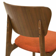 Kalia Wood Dining Chair in Walnut Finish with Orange Fabric - Set of 2 - Furniture City (CA)l