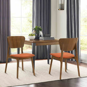 Kalia Wood Dining Chair in Walnut Finish with Orange Fabric - Set of 2 - Furniture City (CA)l