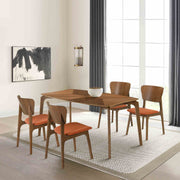 Kalia Wood Dining Chair in Walnut Finish with Orange Fabric - Set of 2 - Furniture City (CA)l