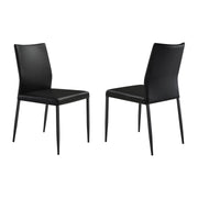 Kash Upholstered Dining Chair in Black Faux Leather with Black Metal Legs - Set of 2 - Furniture City (CA)l