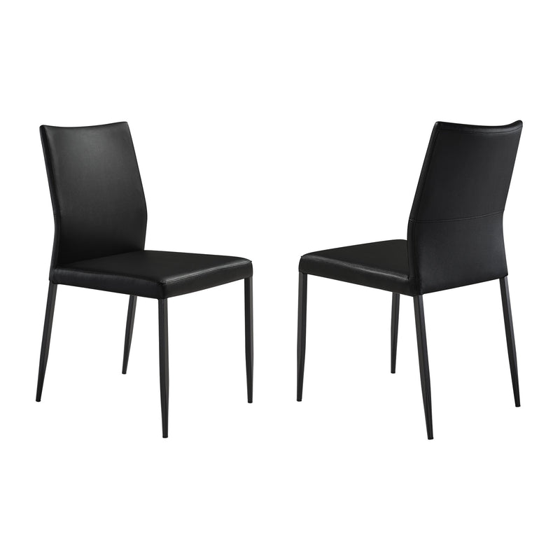 Kash Upholstered Dining Chair in Black Faux Leather with Black Metal Legs - Set of 2 - Furniture City (CA)l