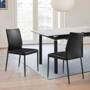 Kash Upholstered Dining Chair in Black Faux Leather with Black Metal Legs - Set of 2 - Furniture City (CA)l