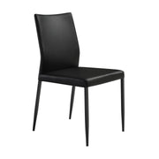Kash Upholstered Dining Chair in Black Faux Leather with Black Metal Legs - Set of 2 - Furniture City (CA)l