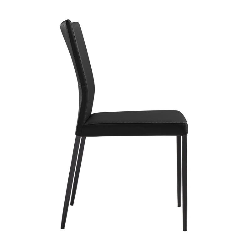 Kash Upholstered Dining Chair in Black Faux Leather with Black Metal Legs - Set of 2 - Furniture City (CA)l