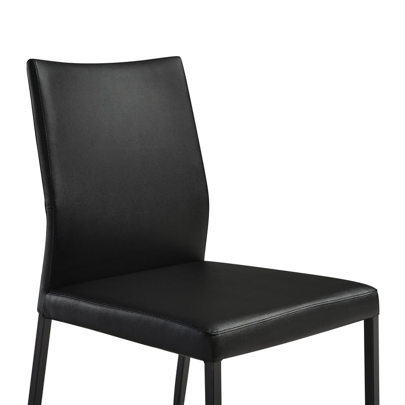 Kash Upholstered Dining Chair in Black Faux Leather with Black Metal Legs - Set of 2 - Furniture City (CA)l