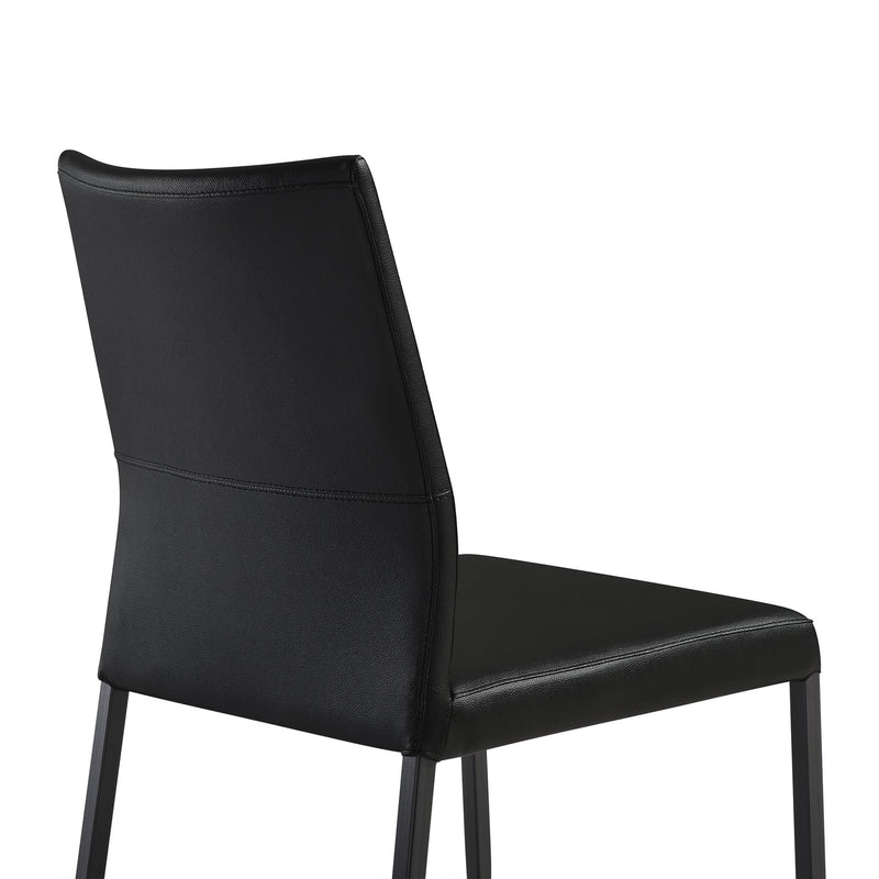 Kash Upholstered Dining Chair in Black Faux Leather with Black Metal Legs - Set of 2 - Furniture City (CA)l