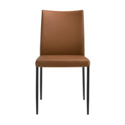 Kash Upholstered Dining Chair in Brown Faux Leather with Black Metal Legs - Set of 2 - Furniture City (CA)l