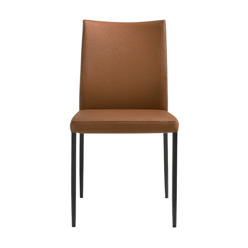 Kash Upholstered Dining Chair in Brown Faux Leather with Black Metal Legs - Set of 2 - Furniture City (CA)l