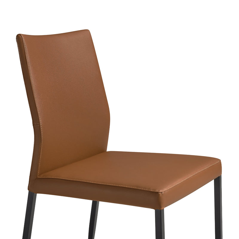 Kash Upholstered Dining Chair in Brown Faux Leather with Black Metal Legs - Set of 2 - Furniture City (CA)l
