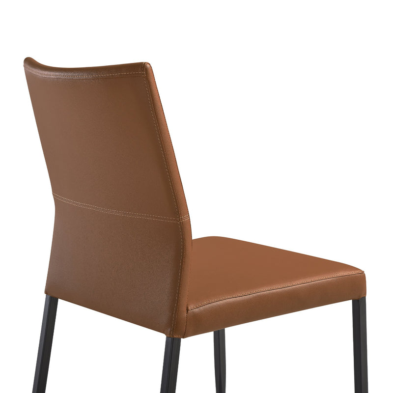 Kash Upholstered Dining Chair in Brown Faux Leather with Black Metal Legs - Set of 2 - Furniture City (CA)l