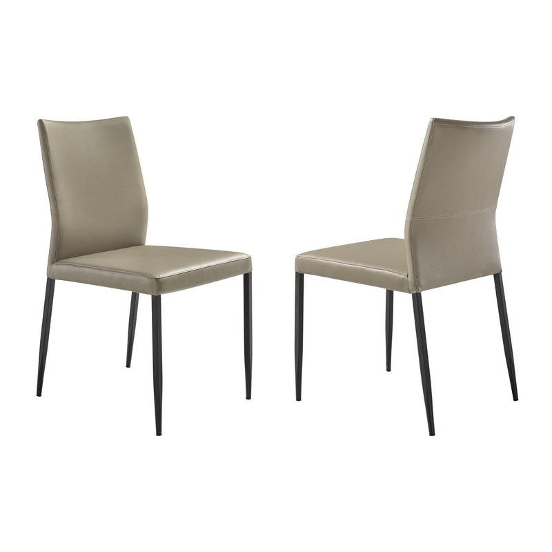 Kash Upholstered Dining Chair in Taupe Gray Faux Leather and Black Metal Legs - Set of 2 - Furniture City (CA)l