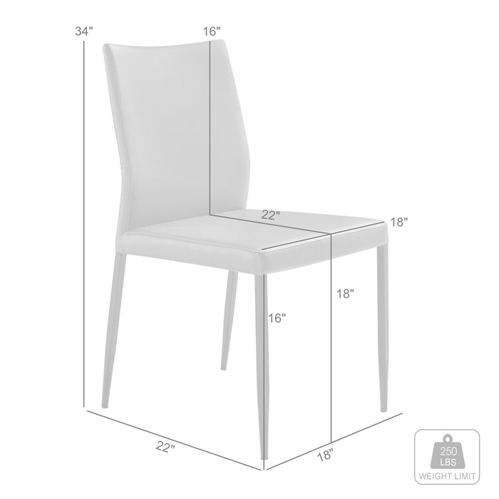 Kash Upholstered Dining Chair in Taupe Gray Faux Leather and Black Metal Legs - Set of 2