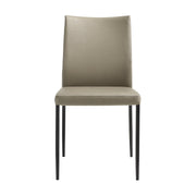 Kash Upholstered Dining Chair in Taupe Gray Faux Leather and Black Metal Legs - Set of 2 - Furniture City (CA)l