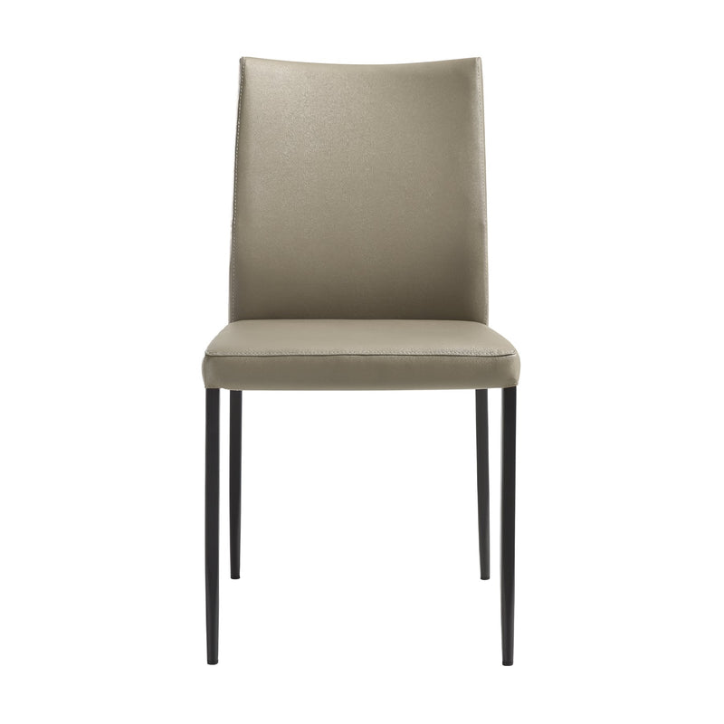 Kash Upholstered Dining Chair in Taupe Gray Faux Leather and Black Metal Legs - Set of 2 - Furniture City (CA)l