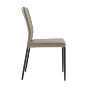 Kash Upholstered Dining Chair in Taupe Gray Faux Leather and Black Metal Legs - Set of 2 - Furniture City (CA)l