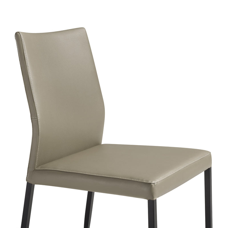 Kash Upholstered Dining Chair in Taupe Gray Faux Leather and Black Metal Legs - Set of 2 - Furniture City (CA)l