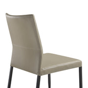 Kash Upholstered Dining Chair in Taupe Gray Faux Leather and Black Metal Legs - Set of 2 - Furniture City (CA)l