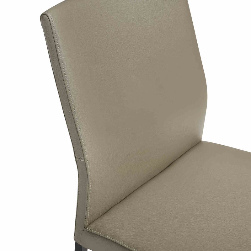 Kash Upholstered Dining Chair in Taupe Gray Faux Leather and Black Metal Legs - Set of 2 - Furniture City (CA)l