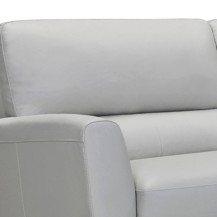 Kester 81" Square Arm Dove Gray Genuine Leather Sofa