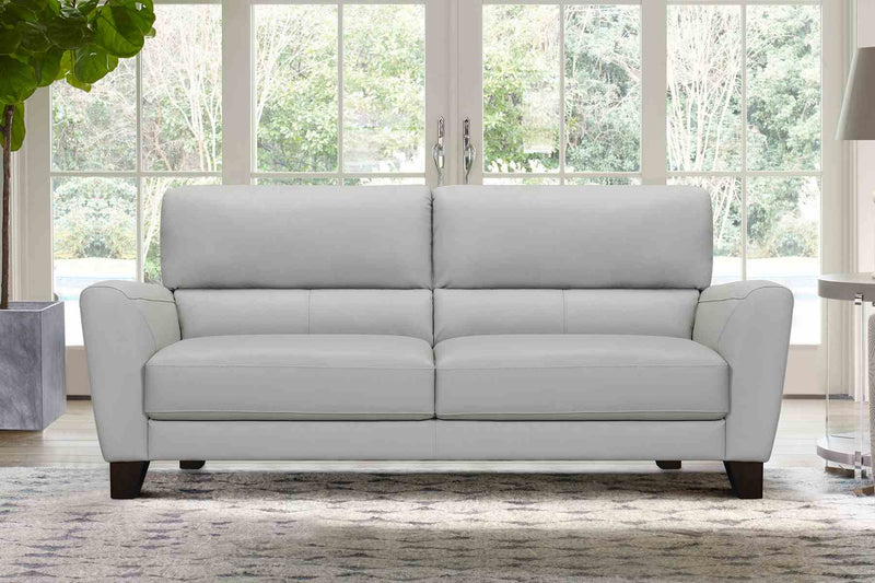Kester 81" Square Arm Dove Gray Genuine Leather Sofa - Furniture City (CA)l
