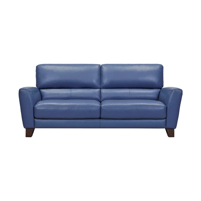Kester 81" Square Arm Blue Genuine Leather Sofa