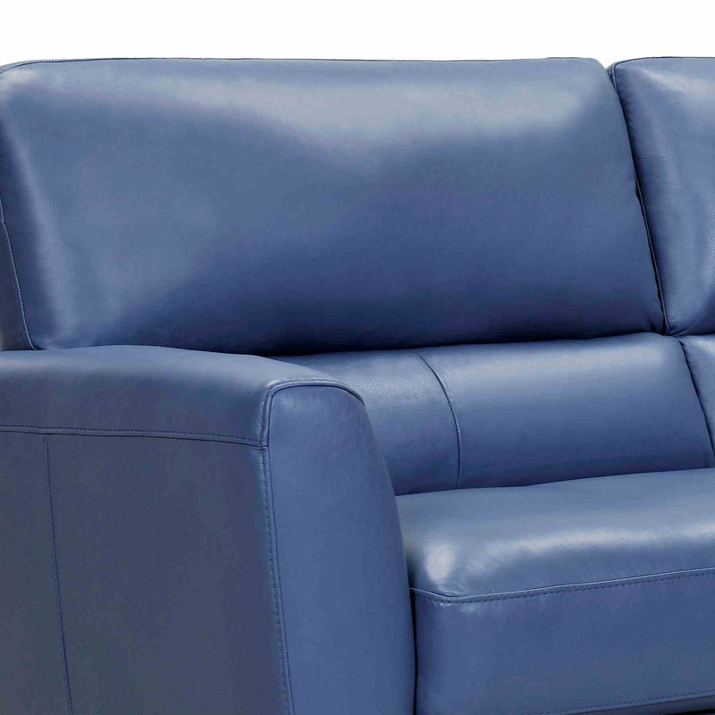 Kester 81" Square Arm Blue Genuine Leather Sofa - Furniture City (CA)l