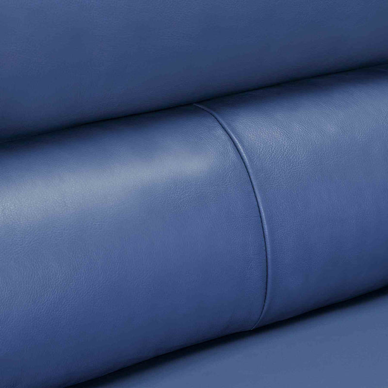 Kester 81" Square Arm Blue Genuine Leather Sofa - Furniture City (CA)l