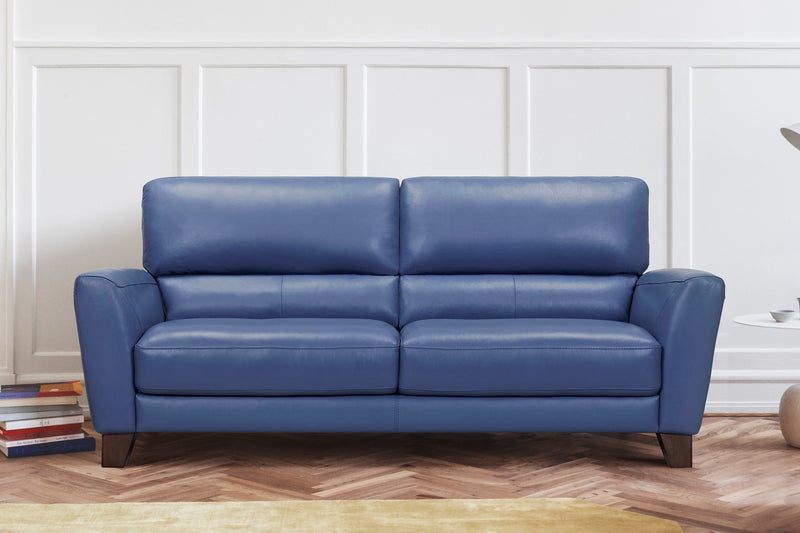 Kester 81" Square Arm Blue Genuine Leather Sofa - Furniture City (CA)l