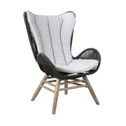 King Indoor Outdoor Lounge Chair in Light Eucalyptus Wood with Charcoal Rope and Gray Cushion - Furniture City (CA)l