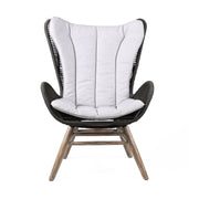 King Indoor Outdoor Lounge Chair in Light Eucalyptus Wood with Charcoal Rope and Gray Cushion - Furniture City (CA)l