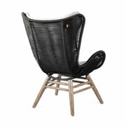 King Indoor Outdoor Lounge Chair in Light Eucalyptus Wood with Charcoal Rope and Gray Cushion - Furniture City (CA)l