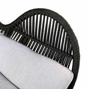 King Indoor Outdoor Lounge Chair in Light Eucalyptus Wood with Charcoal Rope and Gray Cushion - Furniture City (CA)l
