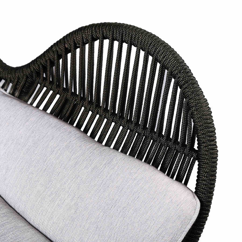 King Indoor Outdoor Lounge Chair in Light Eucalyptus Wood with Charcoal Rope and Gray Cushion - Furniture City (CA)l