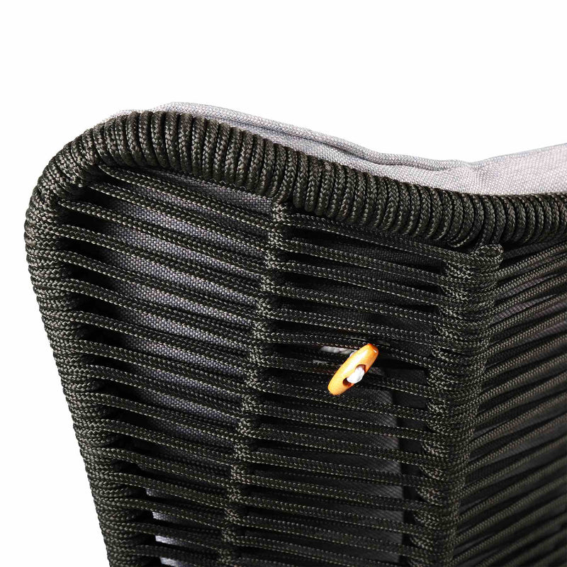 King Indoor Outdoor Lounge Chair in Light Eucalyptus Wood with Charcoal Rope and Gray Cushion - Furniture City (CA)l