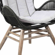 King Indoor Outdoor Lounge Chair in Light Eucalyptus Wood with Charcoal Rope and Gray Cushion - Furniture City (CA)l