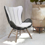 King Indoor Outdoor Lounge Chair in Light Eucalyptus Wood with Charcoal Rope and Gray Cushion - Furniture City (CA)l