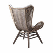 King Indoor Outdoor Lounge Chair in Dark Eucalyptus Wood with Truffle Rope and Gray Cushion - Furniture City (CA)l
