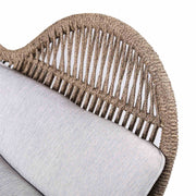 King Indoor Outdoor Lounge Chair in Dark Eucalyptus Wood with Truffle Rope and Gray Cushion - Furniture City (CA)l