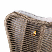 King Indoor Outdoor Lounge Chair in Dark Eucalyptus Wood with Truffle Rope and Gray Cushion - Furniture City (CA)l