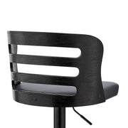 Khalia Adjustable Swivel Gray Faux Leather and Black Wood Bar Stool with Black Base - Furniture City (CA)l