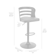 Khalia Adjustable Swivel Gray Faux Leather and Black Wood Bar Stool with Black Base - Furniture City (CA)l