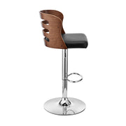 Khalia Adjustable Swivel Black Faux Leather and Walnut Wood Bar Stool with Chrome Base - Furniture City (CA)l