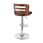 Khalia Adjustable Swivel Black Faux Leather and Walnut Wood Bar Stool with Chrome Base - Furniture City (CA)l
