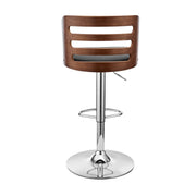 Khalia Adjustable Swivel Black Faux Leather and Walnut Wood Bar Stool with Chrome Base - Furniture City (CA)l